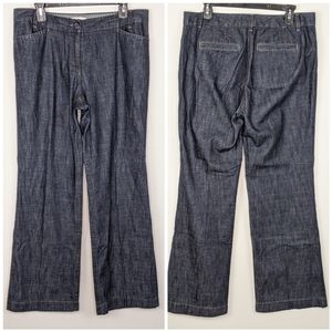 Loft Julie Trouser Jeans Wide Leg Pockets 10 Denim